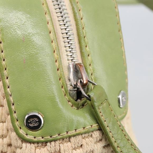 CHANEL Hand Bag Cotton Beige CC Auth 102761 - Picture 10 of 16